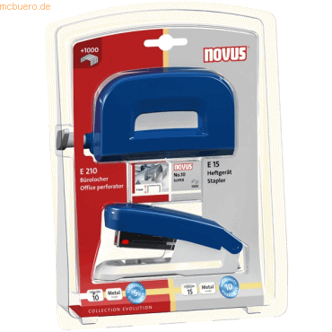 Novus Schreibtisch-Set Twinset Heftgerät+Locher E 15/E 210 blau von Novus