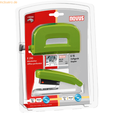 Novus Schreibtisch-Set Twinset Heftgerät+Locher E 15/E 210 green von Novus