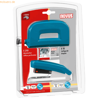 Novus Schreibtisch-Set Twinset Heftgerät+Locher E 15/E 210 petrol von Novus