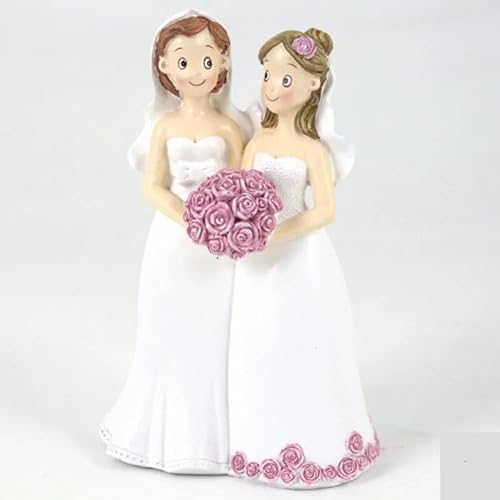 Cake Topper Gay Brautpaar LGBT Zivilgesellschaften, Dekofigur für Hochzeitstorte, Kunstharz, emailliert, 17 cm, Frauen von Np-Italia