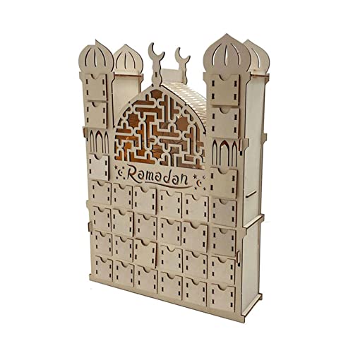 Nrkin Adventskalender Ramadan-Dekoration, Countdown-Kalender Eid Mubarak mit Licht – Zentrales Ornament der muslimischen Islammoschee aus Holz zum Selbermachen für Dekorationen Nrkin Adventskalender Ramadan-Dekoration, Countdown-Kalender Eid Mubarak mit Licht – Zentrales Ornament der muslimischen Islammoschee aus Holz zum Selbermachen für Dekorationen von Nrkin