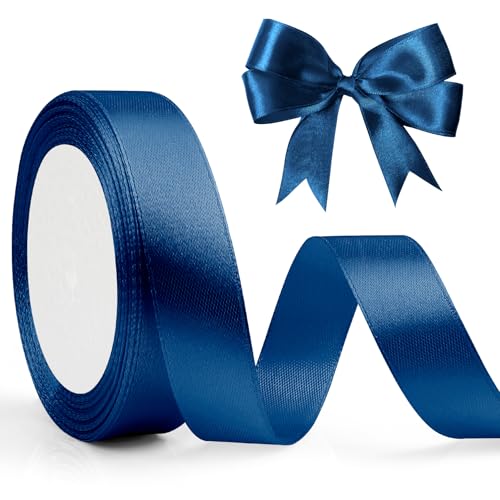 Geschenkband Blau Satinband Marineblau 20mm, 23m Dunkelblau Schleifenband Satinband Tiefblau Für Partydeko, Adventskalender Dekoartikel, Hochzeitsdeko Auto, Konfirmation Deko, Taufe, Gender Reveal von Nsetriu