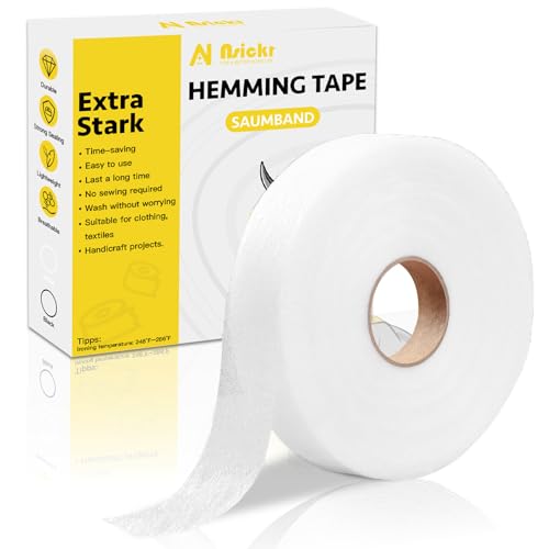 Nsickr Saumband zum Aufbügeln I Extra Stark & Waschfest I 20mm Breit I Bügelband für Bügeln I Bügelkleber Vorhänge Gardinen besser als nähen Saumvlies(Weiß) von Nsickr