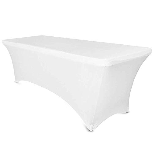 Nsiwem Tischcover Hussen Tischhusse Biertischhusse Elastische Tischabdeckung Tisch Husse Stretch Tischdecke für Hochzeit Event Tisch 183 * 76 * 76 cm 6ft (Weiß) von Nsiwem