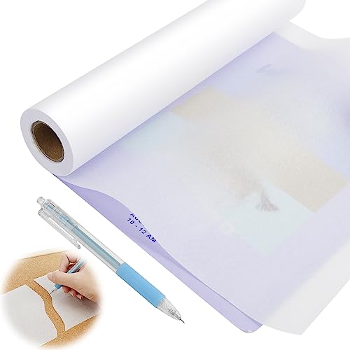 Nswayy Schnittmusterpapier(31cm x 46m) Transparentpapier Rolle Skizzenrolle Seidenpapier Malpapier mit 1x Papierschneider Stift Architektenpapier Rolle für Zeichnen Skizzieren Verpackung von Nswayy