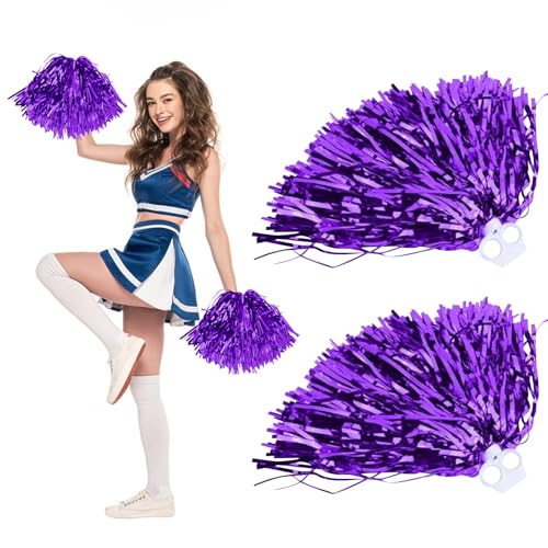 Ntwdby Cheerleader Pompons, 2 Stück Pompoms Cheerleading mit Handle, Sportteams Pompons, Tanzpuschel, Cheers Ball, für Sportveranstaltungen Tanz Party Ballspiele Karnevalspartys Verwendet (F) von Ntwdby