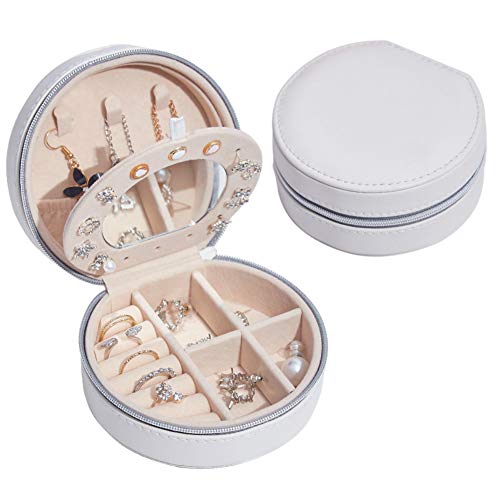 NuAngela Schmuckkästchen Klein,Kleine Reise Schmuckschatulle, Schöner Schmuckkoffer, PU Leder Mini Aufbewahrungsbox, Damen Halskette Ohrringe Ring Accessoires Schmuckschatulle Jewelry Box von NuAngela