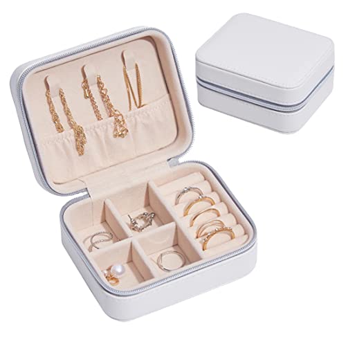 NuAngela Schmuckkästchen Klein,Kleine Reise Schmuckschatulle, Schöner Schmuckkoffer, PU Leder Mini Aufbewahrungsbox, Damen Halskette Ohrringe Ring Accessoires Schmuckschatulle Jewelry Box von NuAngela