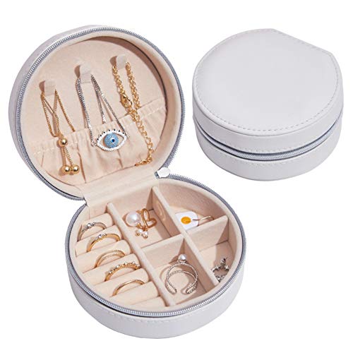 NuAngela Schmuckkästchen Klein,Kleine Reise Schmuckschatulle, Schöner Schmuckkoffer, PU Leder Mini Aufbewahrungsbox, Damen Halskette Ohrringe Ring Accessoires Schmuckschatulle Jewelry Box von NuAngela