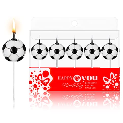 5 Stück Fußball Kuchenkerzen Fußball Förmige Kuchen Dekoration Geburtstagskerzen für Kuchen Cupcake Toppers Muffin Tortendeko für Geburtstag Party Deko, Weiß und Schwarz (Fußball) von Nuanchu
