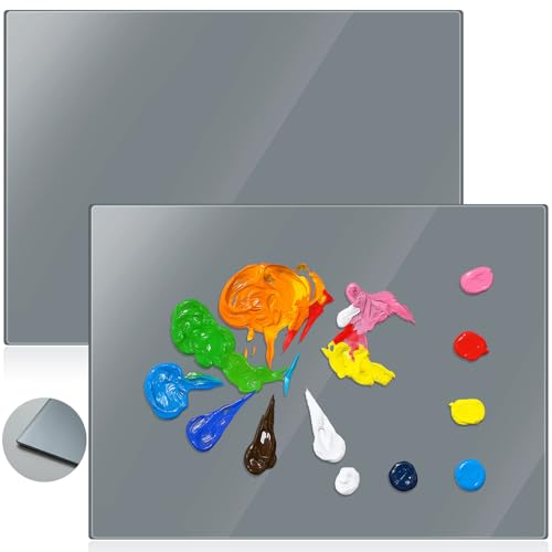 Nuanchu 2 Stück 30,5 x 40,6 cm neutrale graue Glaspalette für Ölgemälde hält nasse Farbe frisch, widerstandsfähig, einfache Reinigung, für Palette, Künstlerbedarf, DIY-Farbmischung von Nuanchu