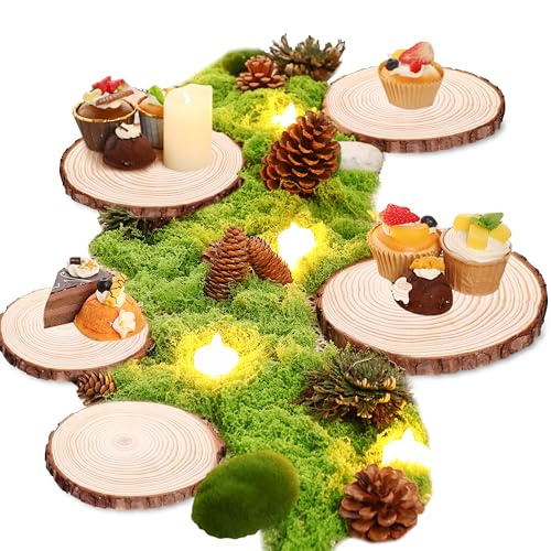 Nuanchu 7 Stück Woodland Tischaufsätze mit 11,9 - 14,9 cm rustikalen Holzscheiben und künstlichem grünem Moos für Holzfeen, Hochzeiten, Waldtischdekoration, ideal zum Basteln Nuanchu 7 Stück Woodland Tischaufsätze mit 11,9 - 14,9 cm rustikalen Holzscheiben und künstlichem grünem Moos für Holzfeen, Hochzeiten, Waldtischdekoration, ideal zum Basteln von Nuanchu