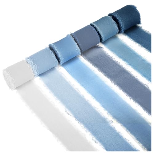 Nuanchu Chiffonband, 3,8 cm x 42 m, handgefertigt, ausgefranste Kanten, Seidenbänder für Hochzeitseinladungen, Geschenke, Verpackung, Brautsträuße, Babyparty, Basteln, Party-Dekorationen, 6 Rollen Nuanchu Chiffonband, 3,8 cm x 42 m, handgefertigt, ausgefranste Kanten, Seidenbänder für Hochzeitseinladungen, Geschenke, Verpackung, Brautsträuße, Babyparty, Basteln, Party-Dekorationen, 6 Rollen von Nuanchu
