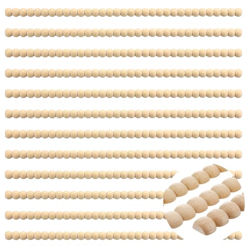Nuanchu Dekorative Holzperlen, dekorative Holzperlen, 39 cm, unlackiert, dekorative Perlen, Holzform, niedliche DIY-Bordüre für Zuhause, Wand, Schrank, Regal, Fenster, Tür, 1,1 x 0,6 cm, 12 Stück Nuanchu Dekorative Holzperlen, dekorative Holzperlen, 39 cm, unlackiert, dekorative Perlen, Holzform, niedliche DIY-Bordüre für Zuhause, Wand, Schrank, Regal, Fenster, Tür, 1,1 x 0,6 cm, 12 Stück von Nuanchu