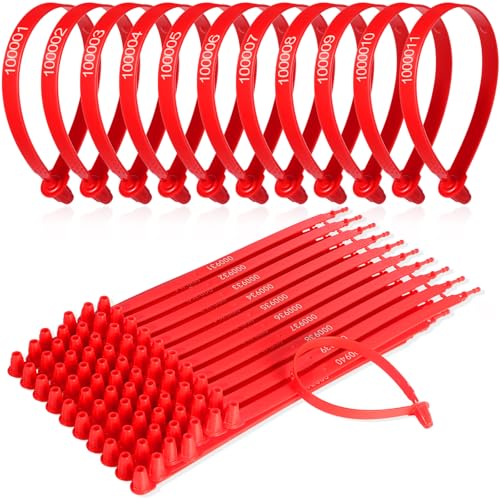 Nuanchu Kabelbinder aus Kunststoff für Feuerlöscher, blanko, Sicherheitsetiketten, Einweg, selbstsichernd, für Anhänger, LKW, 250 mm Länge, für LKW, Anhänger, Container, 500 Stück (rot) von Nuanchu