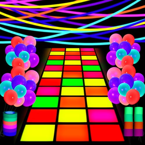 Nuanchu Partyzubehör, leuchtet im Dunkeln, 115 Stück, beleuchtete Partygeschenke mit Neon-Teppichläufer, Neon-Ballons, Leuchtband und Krepppapierrollen, Neonzubehör, Dekorationen Nuanchu Partyzubehör, leuchtet im Dunkeln, 115 Stück, beleuchtete Partygeschenke mit Neon-Teppichläufer, Neon-Ballons, Leuchtband und Krepppapierrollen, Neonzubehör, Dekorationen von Nuanchu