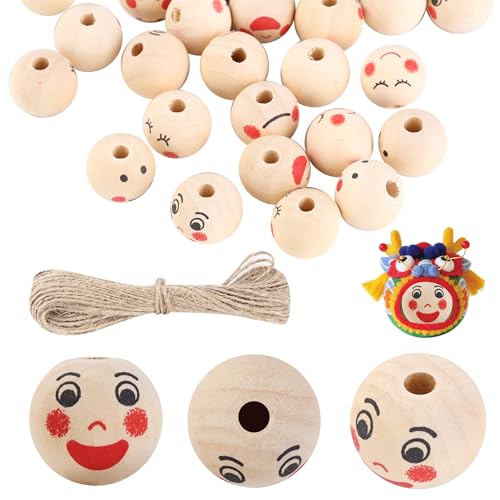 120 Stück Holzperlen mit Gesicht,Holzperlen Rund 20mm,Auffädelbare Holzperlen mit Löchern,Unlackierte Holzperlen zum Basteln,Fädeln von Schmuck, Kunsthandwerk und viele andere Lebenssituationen 120 Stück Holzperlen mit Gesicht,Holzperlen Rund 20mm,Auffädelbare Holzperlen mit Löchern,Unlackierte Holzperlen zum Basteln,Fädeln von Schmuck, Kunsthandwerk und viele andere Lebenssituationen von Nuangoo