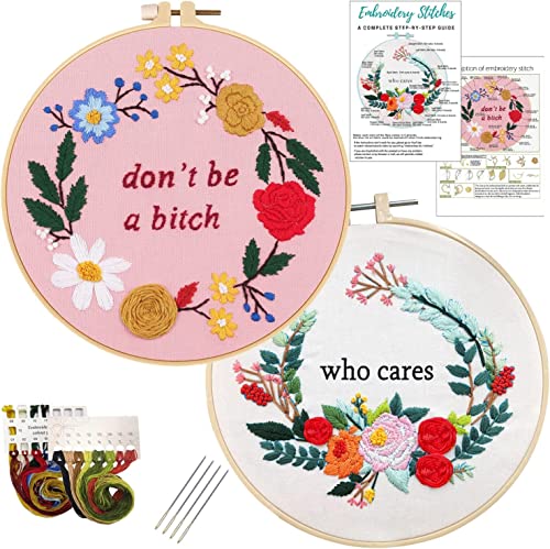 Nuberlic 2 Sets lustiges Stickset mit geprägtem Blumenmuster für Anfänger und Erwachsene, einfache Kreuzstich-Sets enthalten Nadelspitze, Stoffreifen, Nadeln, Fäden Nuberlic 2 Sets lustiges Stickset mit geprägtem Blumenmuster für Anfänger und Erwachsene, einfache Kreuzstich-Sets enthalten Nadelspitze, Stoffreifen, Nadeln, Fäden von Nuberlic