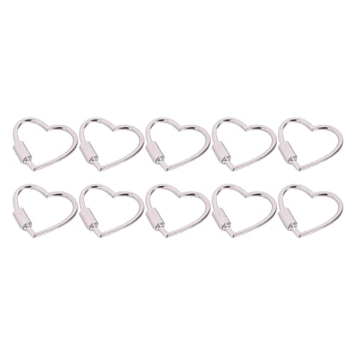 10 x Herz-Karabinerhaken mit Schraubverschluss, Schlüsselanhänger-Clip, Karabinerhaken für Tasche, Handtasche, Gurt, Metall, Schlüsselanhänger-Zubehör 10 x Herz-Karabinerhaken mit Schraubverschluss, Schlüsselanhänger-Clip, Karabinerhaken für Tasche, Handtasche, Gurt, Metall, Schlüsselanhänger-Zubehör von Nucelit