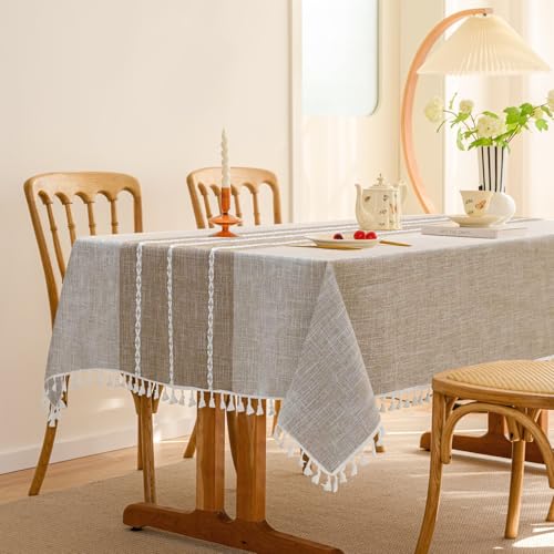 Nuciae Tischdecken für rechteckige Tische, Baumwoll-Leinen-Tischdecke, wasserdicht, knitterfrei, Bauernhaus-Esstisch, 140 x 177 cm von Nuciae