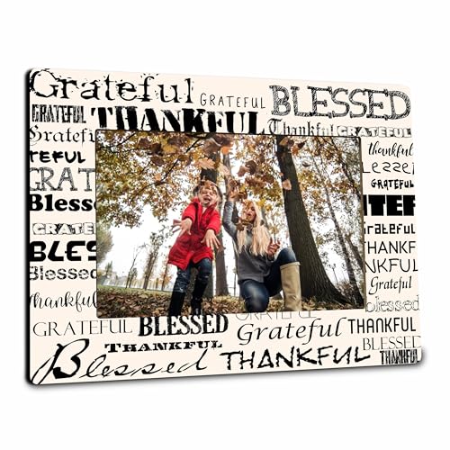D11 Holz-Bilderrahmen mit Aufschrift "Grateful Thankful", für 10 x 15 cm große Fotos, brauner inspirierender Tischrahmen für Freunde, Familie, rustikaler Bauernhaus-Schreibtisch-Dekor und Zubehör für D11 Holz-Bilderrahmen mit Aufschrift "Grateful Thankful", für 10 x 15 cm große Fotos, brauner inspirierender Tischrahmen für Freunde, Familie, rustikaler Bauernhaus-Schreibtisch-Dekor und Zubehör für von Nuckxy