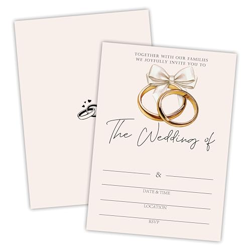 Hochzeitseinladungen mit Schleife, 25 Stück, goldene Ringe, Hochzeitseinladungen mit Umschlägen für Herr und Frau, Hochzeitsfeier, moderne Hochzeitseinladung, Brautpaar, Hochzeitsfeier und Zubehör Hochzeitseinladungen mit Schleife, 25 Stück, goldene Ringe, Hochzeitseinladungen mit Umschlägen für Herr und Frau, Hochzeitsfeier, moderne Hochzeitseinladung, Brautpaar, Hochzeitsfeier und Zubehör von Nuckxy