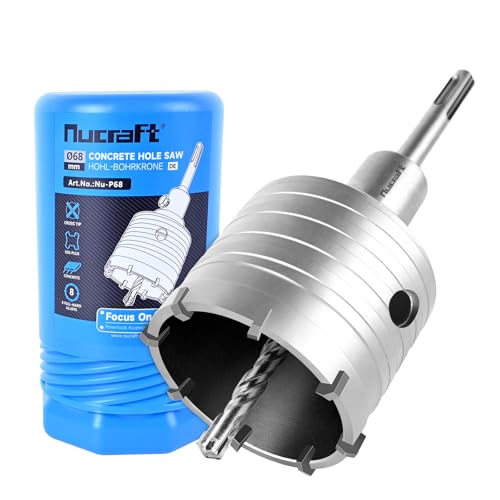 Nucraft Hohl-Bohrkrone 68mm SDS Plus 4 Schneiden Zentrierbohrer kreisförmiger Hohlbohrer mit Hartmetall-Zentrierbohrer Zentrierbohrer 8x110mm Lochsägen Nucraft Hohl-Bohrkrone 68mm SDS Plus 4 Schneiden Zentrierbohrer kreisförmiger Hohlbohrer mit Hartmetall-Zentrierbohrer Zentrierbohrer 8x110mm Lochsägen von Nucraft
