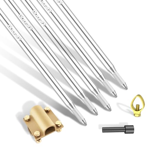 Nucraft Tiefenerder V4A Edelstahl Erder Erdung Staberder Blitzableiter Ø20mm umfassen Ø20mm Messing kreuzverbinder, mit Klemme SET 5M Zusammensetzung (SET 5M Ø20 5x1000mm) von Nucraft