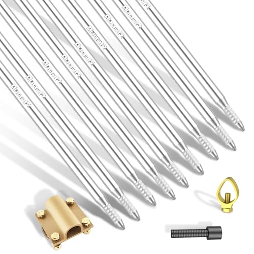 Nucraft Tiefenerder V4A Edelstahl Erder Erdung Staberder Blitzableiter Ø20mm umfassen Ø20mm Messing kreuzverbinder, mit Klemme SET 9M Zusammensetzung (SET 9M Ø20 9x1000mm) von Nucraft