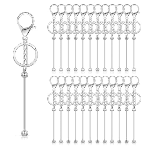 Nudiuhis 25 Stück Perlen-Schlüsselanhänger, Perlen-Schlüsselanhänger-Stäbe, Großpackung für Perlen zum Basteln Von Perlen-Schlüsselanhängern von Nudiuhis