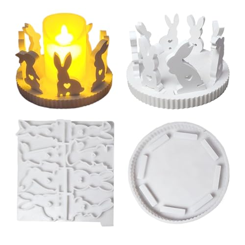 2er-Set Silikon-Gießformen für Ostern, Osterhasen & Kerzenhalter, Vielseitige Formen für Ostereier, dekorative Silikonformen für kreative Osterkerzen und Deko von Nudorpn