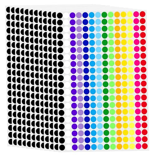 2800 Stück/Set 12, 7 mm Punktaufkleber, 14 Farben kleine Aufkleber, Preis für Flohmarktverkauf, Polka -Runde Farbcodierungsetiketten für Kleinkinder Klassenzimmer Büro Kitchen Klassifizierung P. von Nuelreva