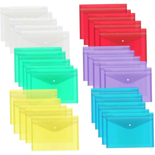 30pcs Kunststoffumschläge mit Schnappverschluss 13 x 9 Zoll eingedickte Plastikordner für Dokumente wasserdichte klare Umschlagbeutel für Schul- und Bürovorräte mit Snap -Verschluss von Nuelreva