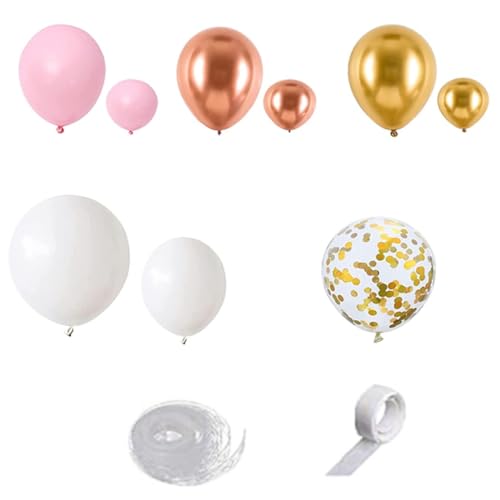 DIY ROSE Gold Weißer Ballon Girlanden Erz Kit 160pcs mit Konfetti -Luftballons Hintergrund Babyparty Prinzessin Mädchen Geburtstag Jubiläum Verlobungsfeier Dekoration (Pink White) von Nuelreva