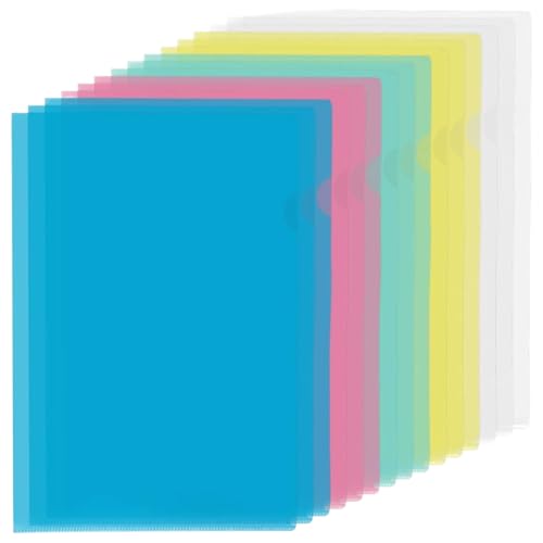 Dateiordner 15pcs L-förmig 12 x 9 Zoll Dokument Organizer 5 Farbklare Ordner wasserdichte färbliche PP-Datei Organizer für Schule, Büro und mehr von Nuelreva