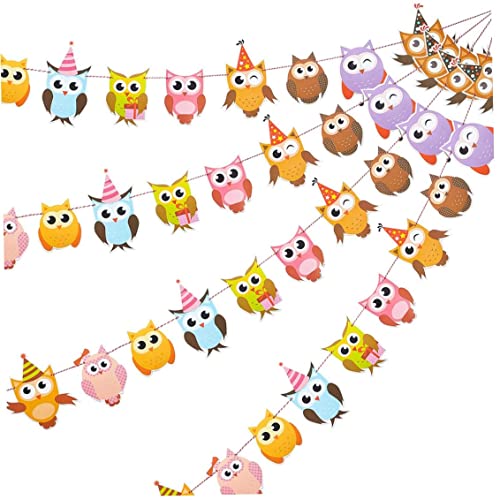 Nuelreva 4 Stücke Eulen Geburtstag Banner Bunte Eulen Flagge Banner Print Bunting thematische Partydekorationen für Babyparty Geburtstagsfeier Vorräte Nuelreva 4 Stücke Eulen Geburtstag Banner Bunte Eulen Flagge Banner Print Bunting thematische Partydekorationen für Babyparty Geburtstagsfeier Vorräte von Nuelreva