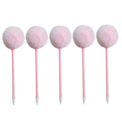 Nuelreva 5 PCs Gel Pen Pom-Pom Plastik Kugelschreiber Signature Kugelschild Cartoon Kinder Schüler mit Gel von Nuelreva