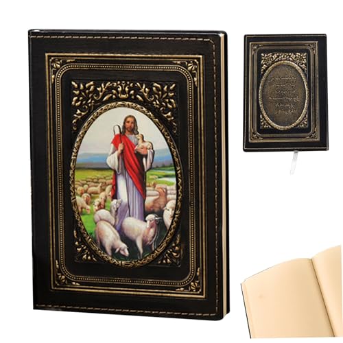 Nuelreva Jesus Notebook 100 Seiten A5 Vintage Notizbuch mit Ribbon Lesezeichen Bronze Leder Journal Daily Plan Tagebuch einzigartige Weihnachtsgeschenke für Home Office School Verwenden Sie Jesus von Nuelreva