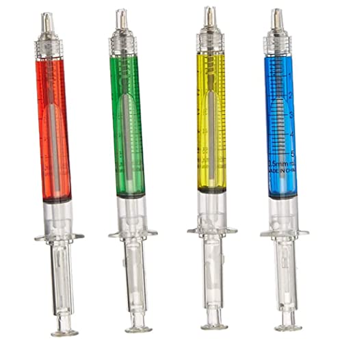Nuelreva Kugelschreiber kreative Spritzenformballpunkte Stifte Imitation Pin Multi -Funktion rot grün blau gelb Ink Flüssigkeit für Schulbüro Home 4pcs von Nuelreva