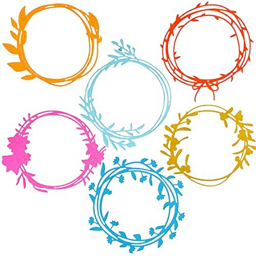 6 Stück Kranz-Stanzformen für Kartenherstellung, Metallkreise, runde Blumen-Stanzformen für Papierbastelarbeiten, Bordürenschablonen für Kartenherstellung, Zubehör, Basteln, 6 Stile von Nuenen