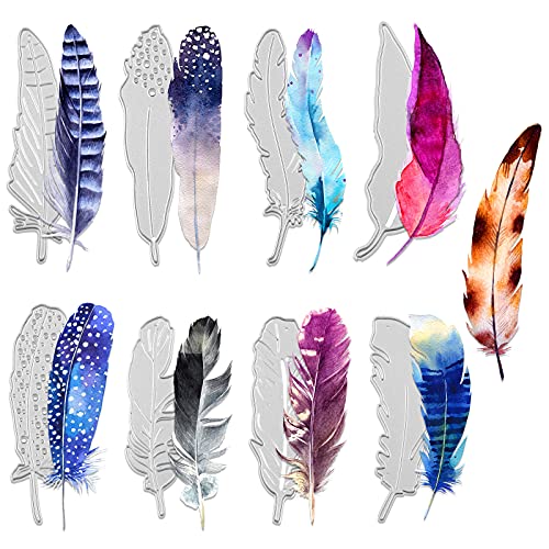 9 Stück Feder-Stanzformen Feder Prägeschablone Scrapbooking Stahl Handwerk Metall Stanzformen für Album Foto Papier Kartenherstellung Dekorative DIY Handwerk von Nuenen
