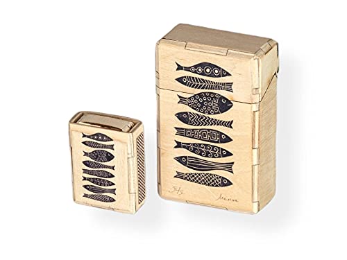 Nuf-Nuf Holzetui für Standard 20er Packungen, plus Streichhölzer, Holz Schachtel mit Magnetverschluss (fische) von Nuf-Nuf