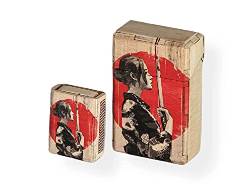 Nuf-Nuf Holzetui für Standard 20er Packungen, plus Streichhölzer, Holz Schachtel mit Magnetverschluss (geisha) von Nuf-Nuf