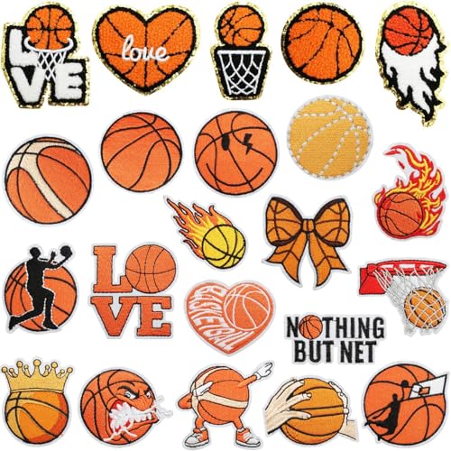 Dekorative Flicken zum Aufbügeln für Kleidung, bestickt, zum Aufnähen, niedliche Basketball-Patches für Kinder, Jacken, Hemden, Rucksäcke, 22 Stück Dekorative Flicken zum Aufbügeln für Kleidung, bestickt, zum Aufnähen, niedliche Basketball-Patches für Kinder, Jacken, Hemden, Rucksäcke, 22 Stück von Nuguri