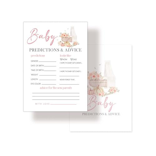 Nuhany Baby-Party-Spiele, 12,7 x 17,8 cm, kleine Kürbis-Baby-Vorhersagen und Ratschläge für Gäste, Thanksgiving, geschlechtsneutrales Partyzubehör für Dekorationen, Gastgeschenke, 25 Stück – A05 von Nuhany
