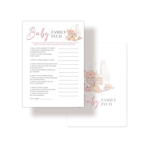Nuhany Herbst-Babyparty-Spiele, 12,7 x 17,8 cm, kleiner Kürbis, Baby-Fehd-Karten für Gäste, Erntedankfest, geschlechtsneutrales Partyzubehör für Dekorationen, Gastgeschenke, 25 Stück – A03 von Nuhany