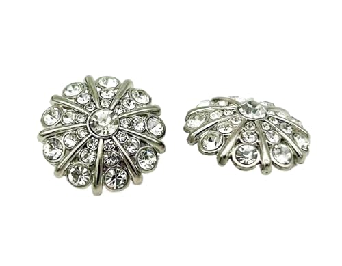 8 x florale Metallknöpfe mit Diamantbesatz, 15 mm/23 mm/27 mm (Farbe 2, 15 mm, 8 Stück) von Nuheekg