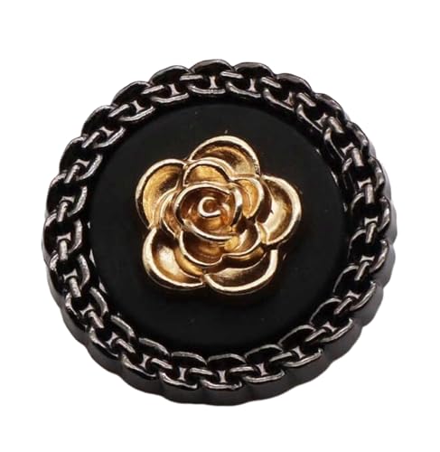 Dekorative Metallknöpfe mit Rosen, 18 - 25 mm, Schwarz, 18 mm, 3 Stück von Nuheekg