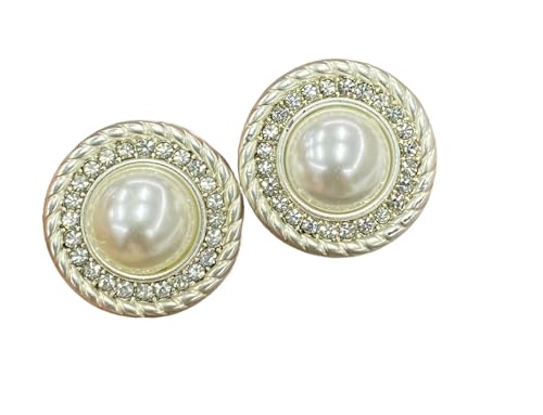 Metallknöpfe, 18 mm/20 mm/23 mm, Perlen-Diamant-Einfassung, 6 Stück, Farbe 1, 23 mm, 6 Stück von Nuheekg