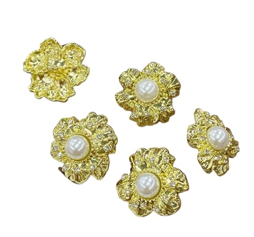 Metallknöpfe mit Blumen-Perlen, Diamanten, 15 mm bis 23 mm, 6 Stück, Farbe 1, 23 mm, 6 Stück Metallknöpfe mit Blumen-Perlen, Diamanten, 15 mm bis 23 mm, 6 Stück, Farbe 1, 23 mm, 6 Stück von Nuheekg